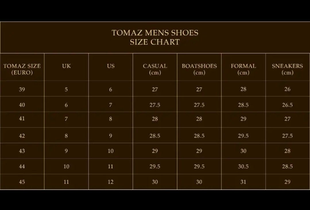 TAMAY SHOES MALAYSIA - Size Chart