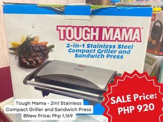 Tough Mama - 2in1 Stainless Compact Griller  and Sandwich Press