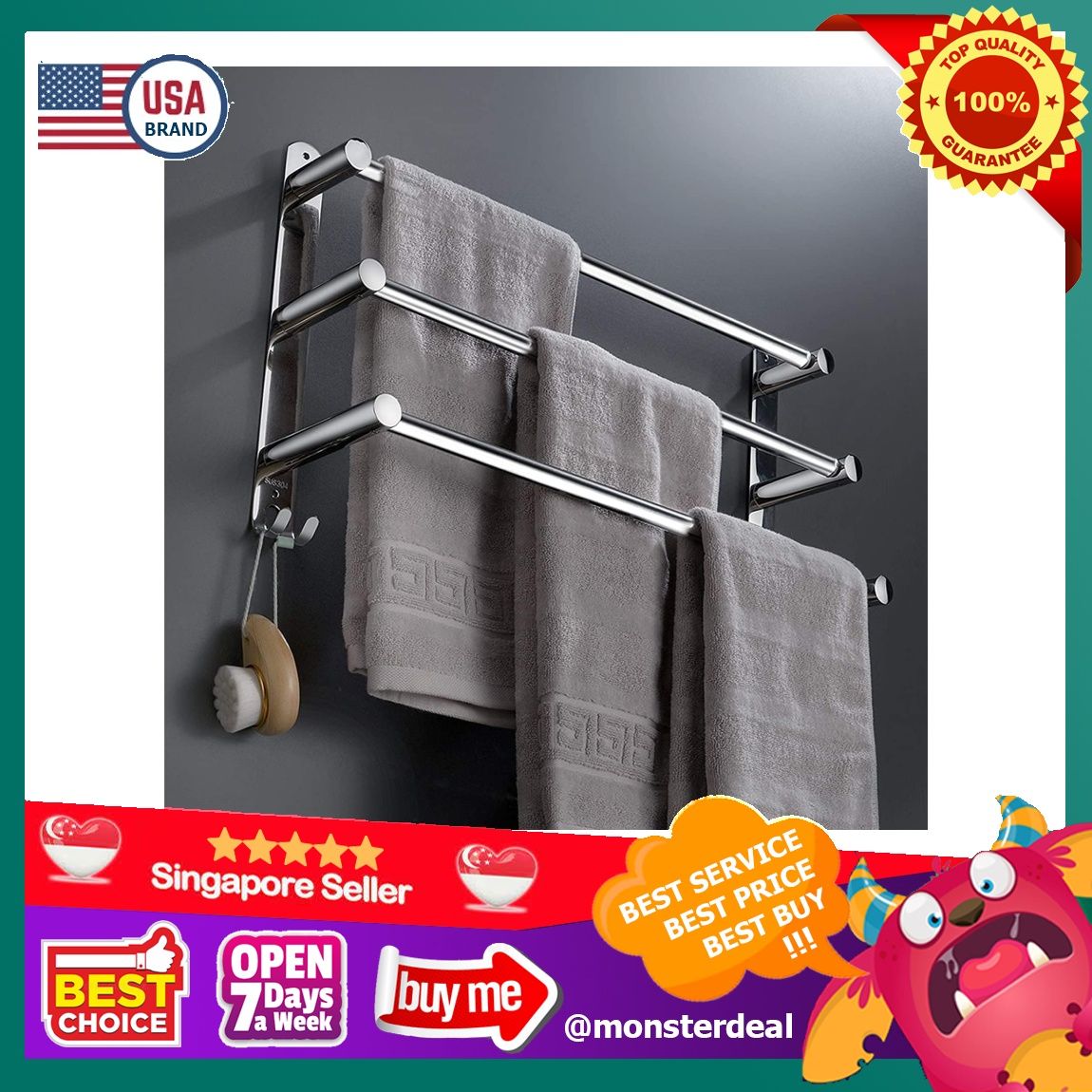 Towel Bars Towel Hanger Freely Retractable 20 30 Inche Stainless Steel 304 Bath Towel Rack Strong 3M Adhesive Bathroom Wall mounting Free mounting Hole Installing washroom Kitchen Space Saving 3 Bars ...