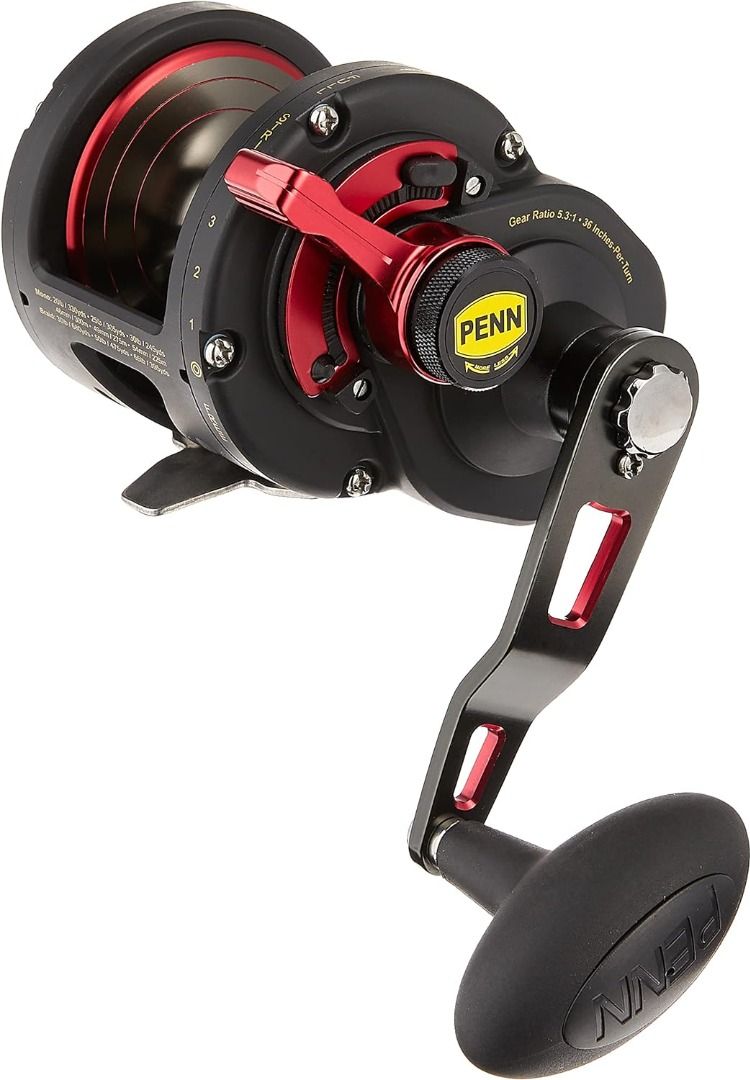 TP-PENN Fishing Fathom Lever Drag Conventional Fishing Reel, Black