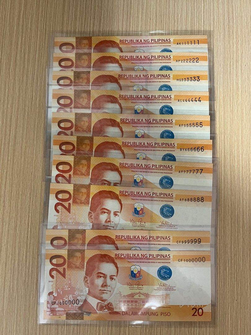 收藏入門之選菲律賓UNC20比索111111-1000000含888888, 興趣及遊戲, 收藏品及紀念品, 錢幣- Carousell