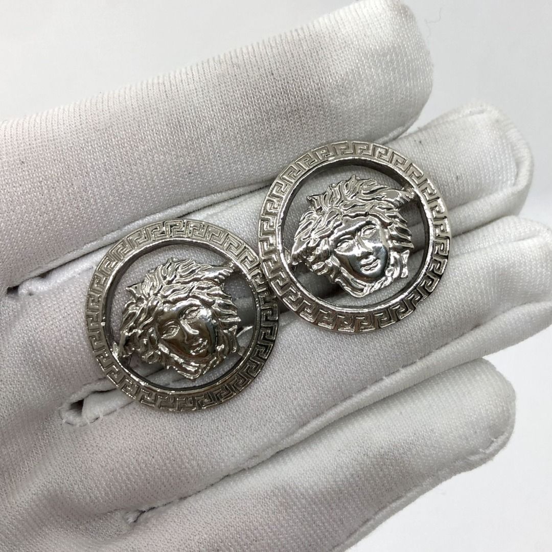 Versace medusa discount earrings silver