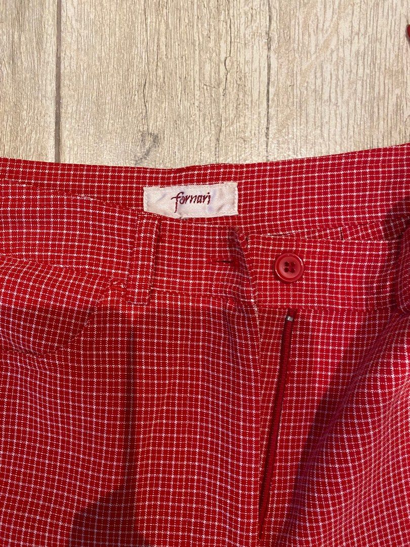 VINTAGE PLAID GINGHAM RED TROUSERS (Category: Other Bottoms) located in Las Pinas. Submitted by sgon222 (Listing ID 1278880688, Image 2). Description: ‼️ READ ME PLS ‼️ Measurements: (manual measurements so expect a 1-2cm difference) W: 12.5 R: 10 L: 35.5 Pm for more info - Shipping will be shouldered by the buyer - MOP: Gcash - 2 day reservation only - STRICTLY NO RETURNS, REFUNDS, AND CANCELLATIONS - ONLY OFFER IF YOU’LL ACTUALLY BUY .