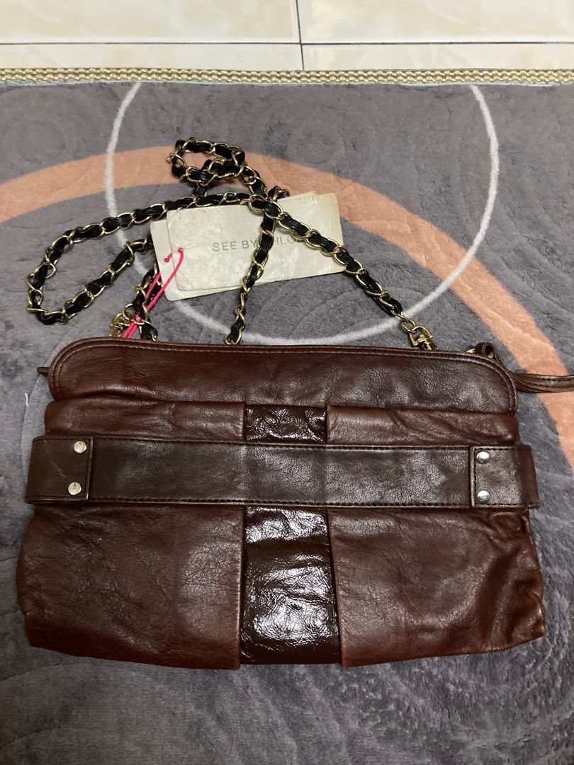 Chloe' Canvas and leather purse with logo