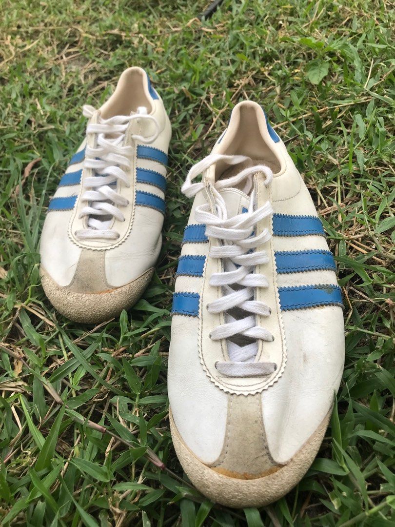 adidas gazelle silver green womens Rare Vintage 1970s Adidas Running Shoes AC 1618 ROM Canada Sneakers Si –  Poppy's Vintage Clothing