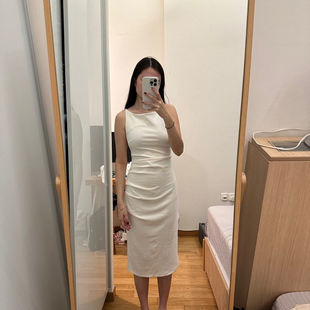 White Dress Midi Party Cocktail Formal Women s Fashion Dresses