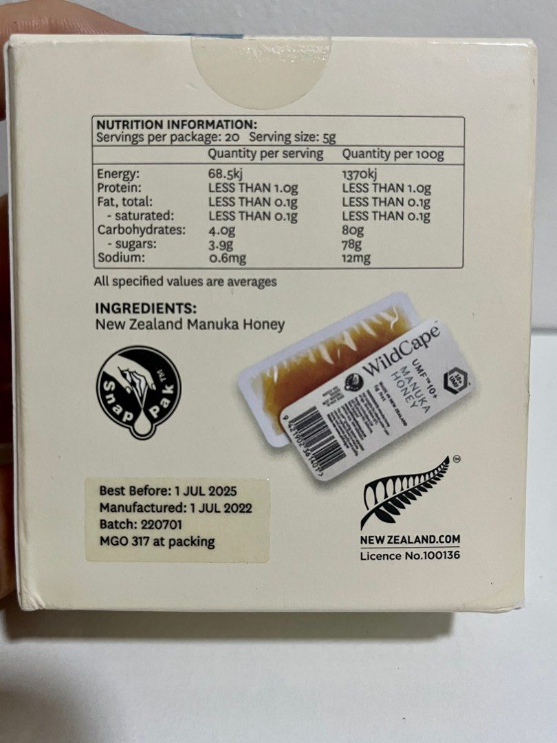 WildCape Manuka honey snap pack umf10+, Health & Nutrition, Health