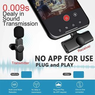 Wireless Lapel Microphone Lavalier Mic YouTubeFacebookTikTok Live Stream for Android Phone iPhone