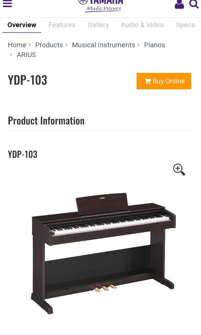 Yamaha Digital Piano YDP 103R Hobbies Toys Music Media