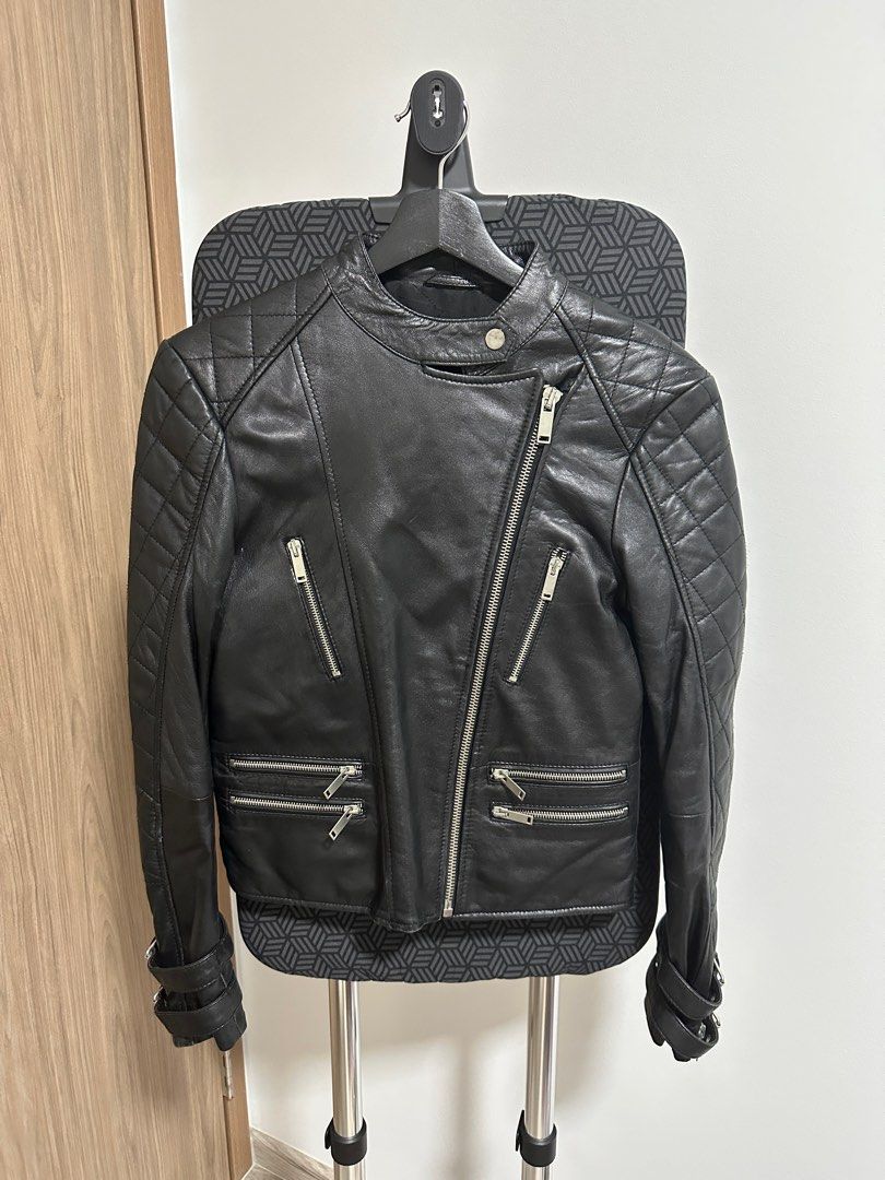 Zara Sheep Leather Jacket Oversized Women s Fashion Coats Jackets and Outerwear on Carousell