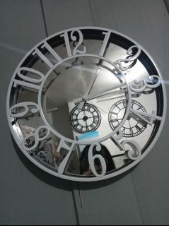35cm decorative wall clock with mirror (available in black and white) Limited stock only