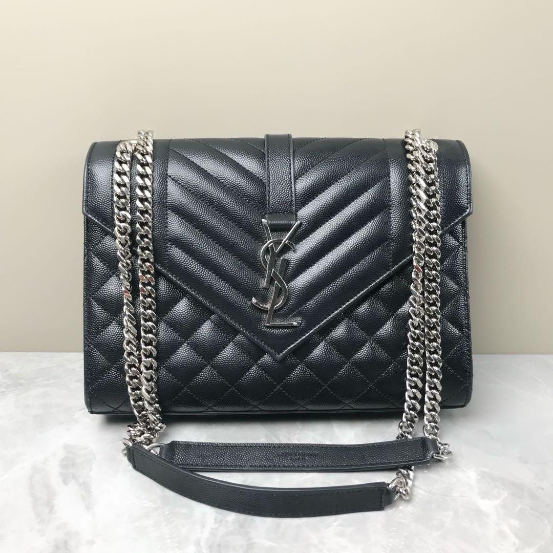 Ysl medium envelope hotsell bag silver hardware