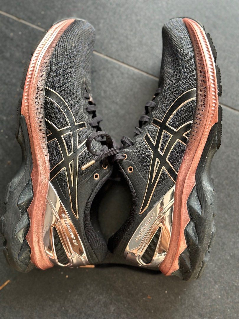 Asics Gel Nimbus 23 Platinum Black Rose Gold Running Shoes