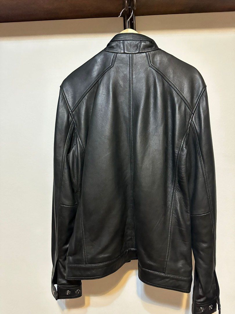 Michael kors men's clearance black leather jacket