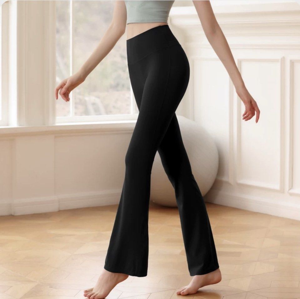 Black Flare Work Out Leggings, Women's Fashion, Activewear on Carousell