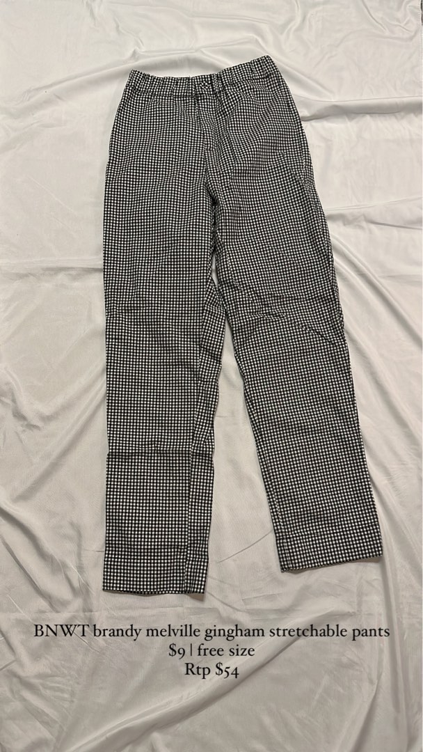 BNWT brandy melville checkered gingham stretchable pants in black
