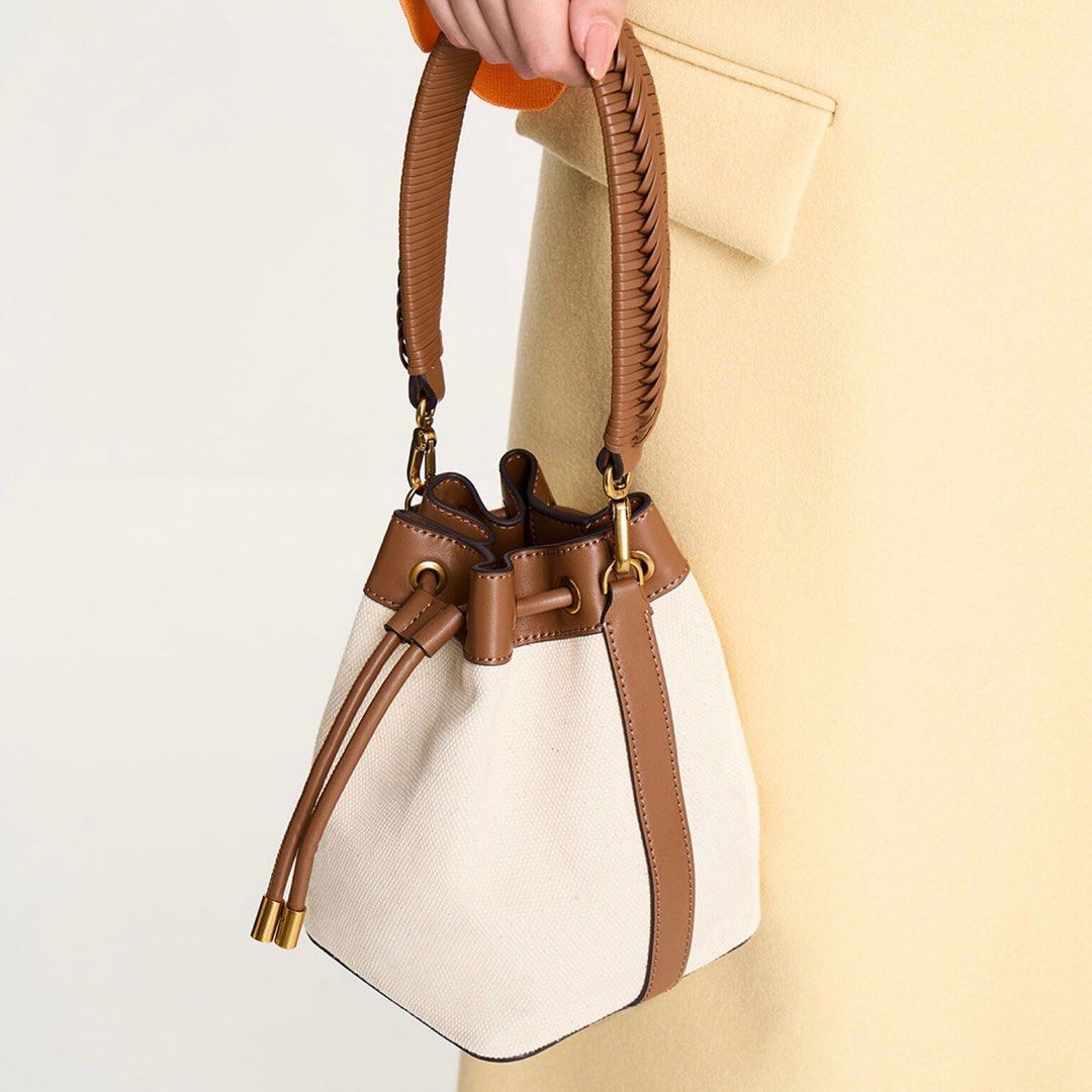 BNWT C K Canvas Drawstring Bucket Bag Women s Fashion Bags