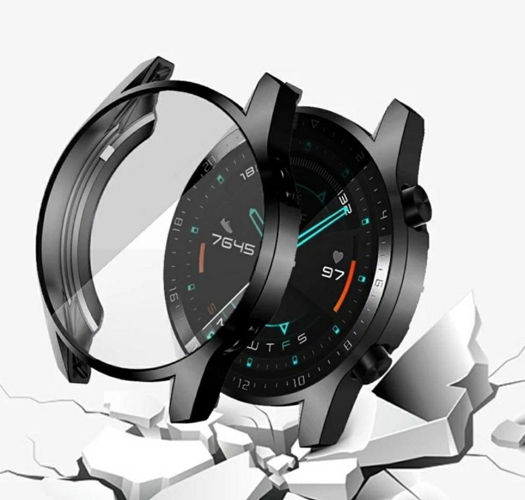 Brand New Huawei GT 2 46mm Soft Plated All Around Screen Protector Bumper Black Men s Fashion Watches Accessories Watches on Carousell