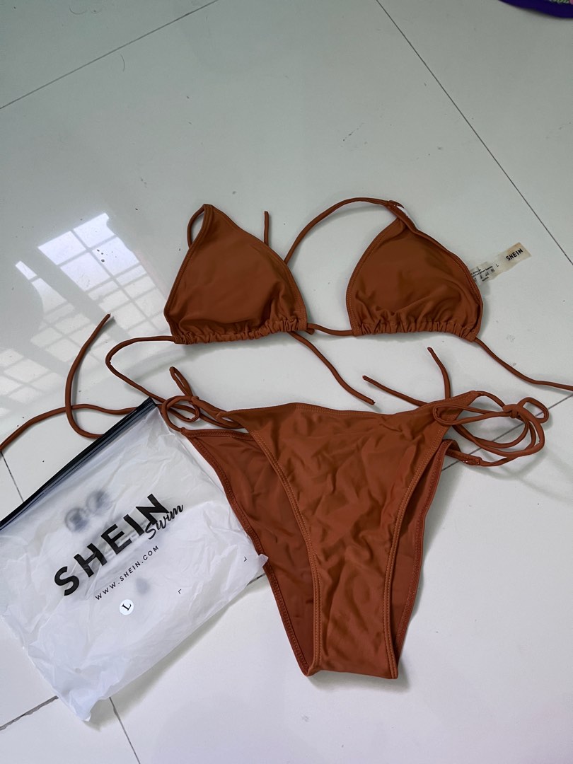 Brown String Type Swimsuit, Women's Fashion, Swimwear, Bikinis ...