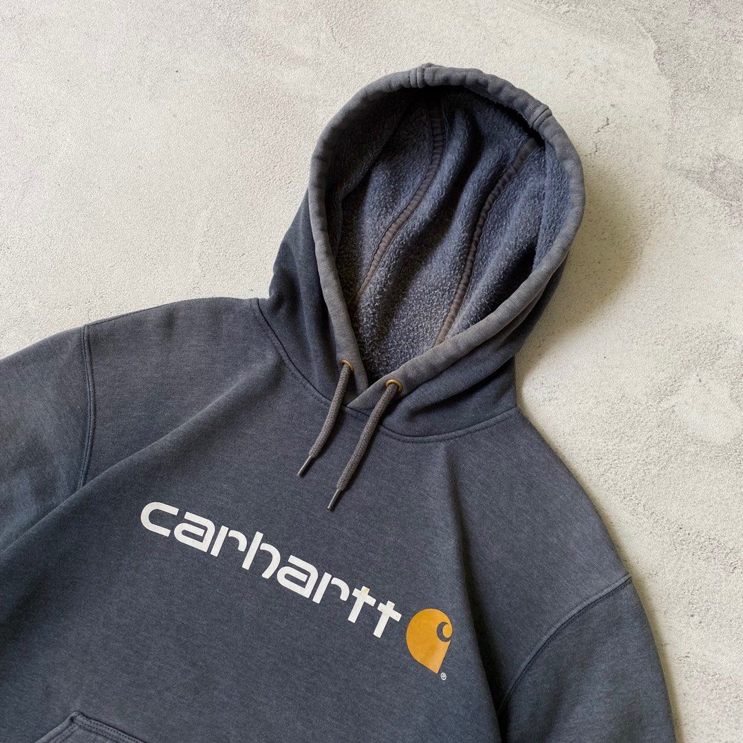 Carhartt 100074 Midweight Signature Logo Hoodie Grey Fesyen Pria