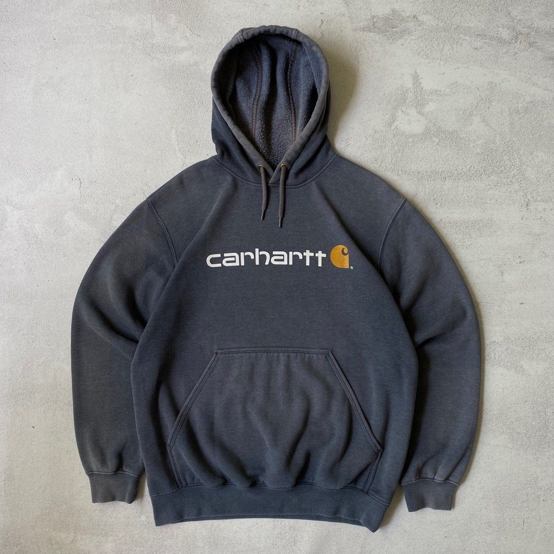 Carhartt 100074 Midweight Signature Logo Hoodie Grey Fesyen Pria