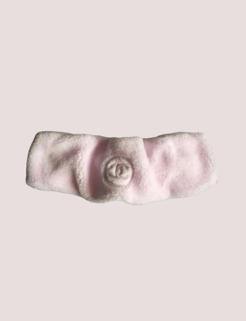 Chanel baby pink skincare makeup headband hair towel
