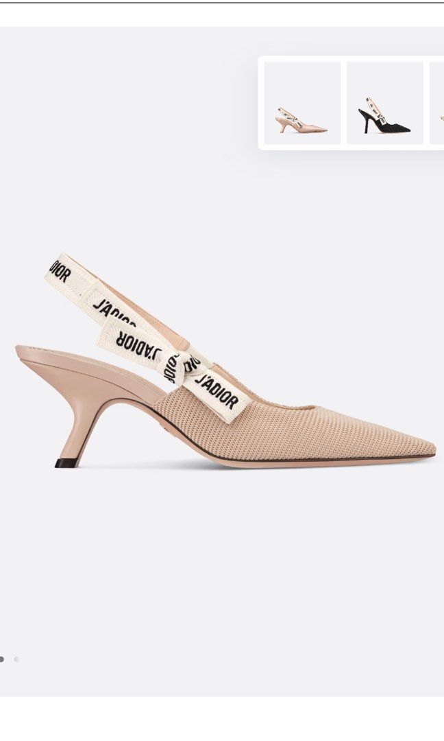 Christian Dior J adior Slingback Pumps Low Kitten Heels in Beige technical fabric Luxury Sneakers Footwear on Carousell
