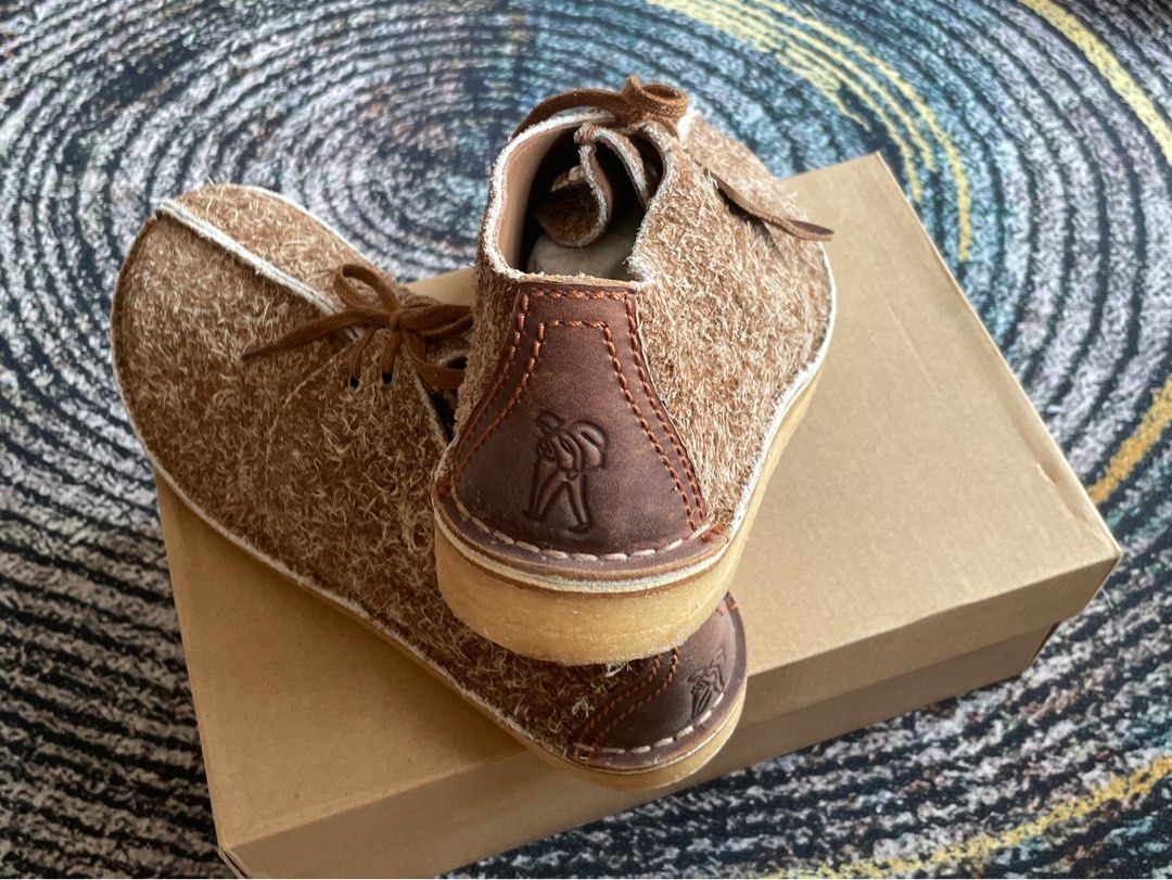 Clarks Desert Trek Cola Hairy Suede Shoes size UK 9