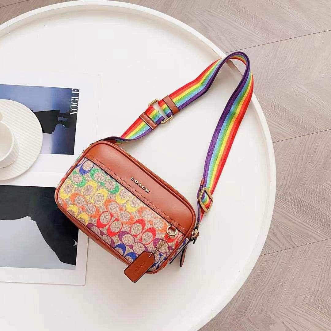 Academy crossbody in rainbow signature canvas online