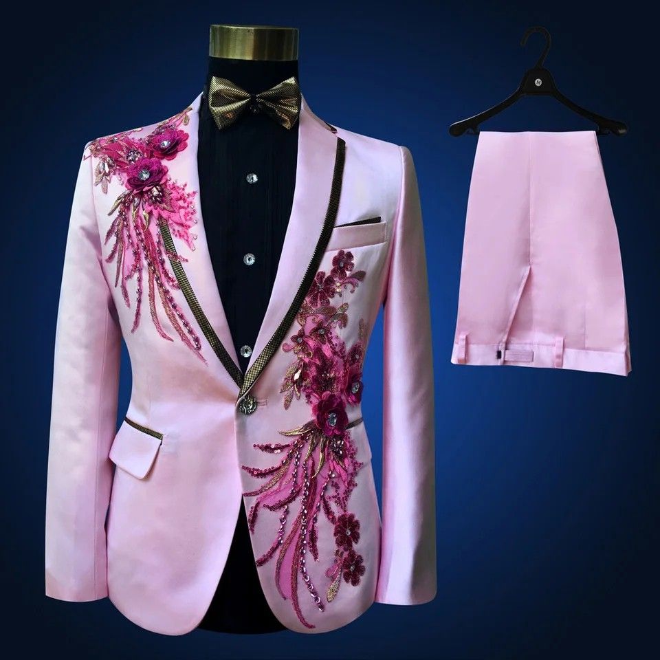 Purple floral suit sale