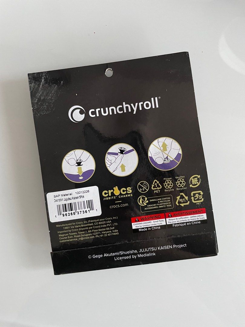 Crocs Jujutsu Kaisen Jibbitz (5 pack) (Category: Shoe inserts & accessories) located in Paranaque City. Submitted by microsanto (Listing ID 1278968791, Image 2). Description: Selling crocs jujutsu kaisen (5 pack) - 3 stocks left!!! Brand New From Singapore Mode of payment: Gcash, bank transfer Delivery shouldered by buyer Meetups possible.