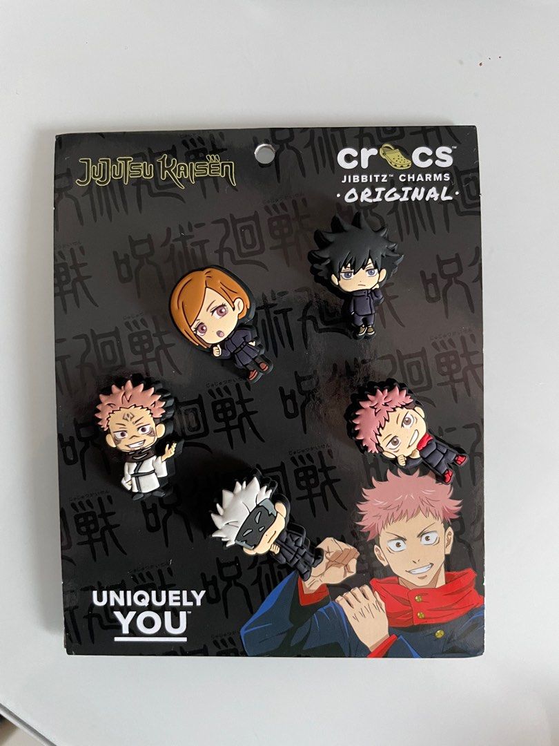 Crocs Jujutsu Kaisen Jibbitz (5 pack) (Category: Shoe inserts & accessories) located in Paranaque City. Submitted by microsanto (Listing ID 1278968791, Image 3). Description: Selling crocs jujutsu kaisen (5 pack) - 3 stocks left!!! Brand New From Singapore Mode of payment: Gcash, bank transfer Delivery shouldered by buyer Meetups possible.