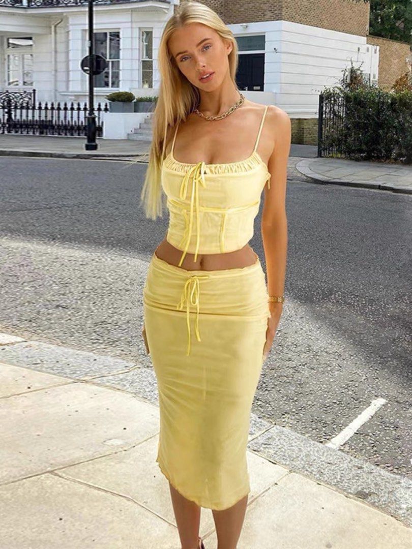 Yellow two discount piece outfit