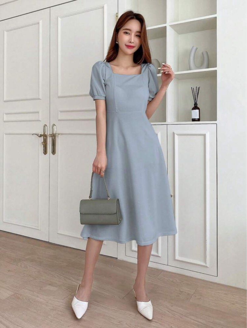 DAZY Square Neck Puff Sleeve A line Dress