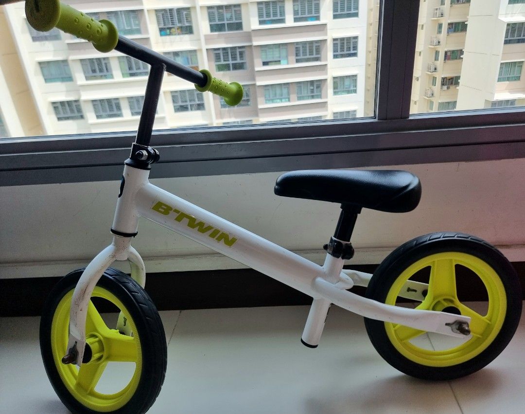 Decathlon Btwin Balance Bike white green Sports Equipment Bicycles Parts Bicycles on Carousell