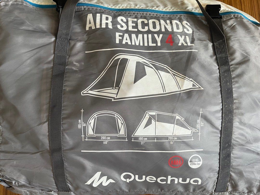 Decathlon Quechua Air Seconds Family XL 4 Fresh Black Sports