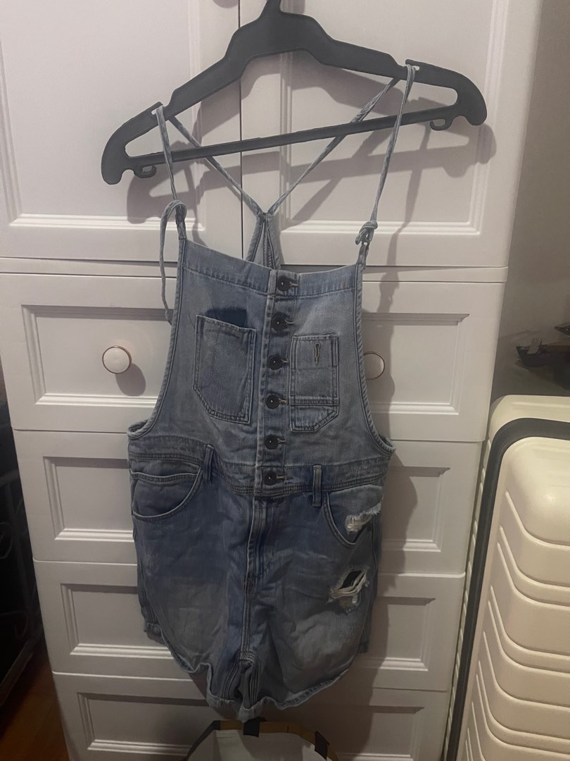 Denim Overall Shorts, Women's Fashion, Dresses & Sets, Jumpsuits on