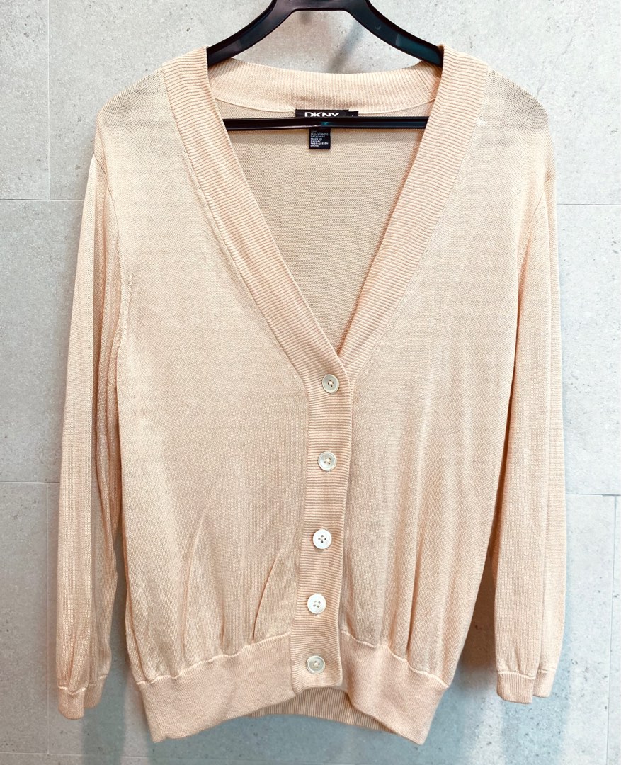 DKNY Silk Cashmere Blend Cardigan Women s Fashion Coats Jackets
