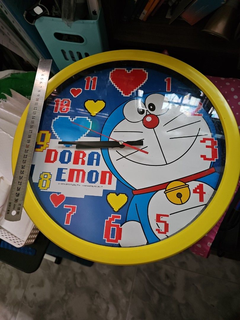Doraemon Wall Clock AA Battery Operated, Furniture & Home Living, Home