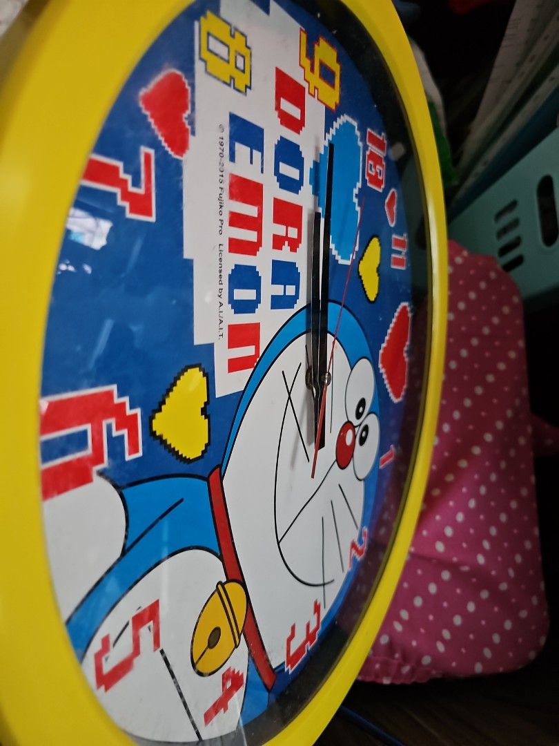 Doraemon Wall Clock AA Battery Operated, Furniture & Home Living, Home