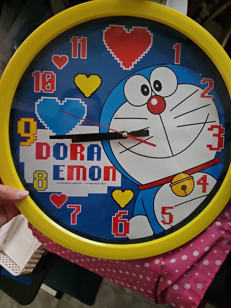 Doraemon Wall Clock AA Battery Operated, Furniture & Home Living, Home