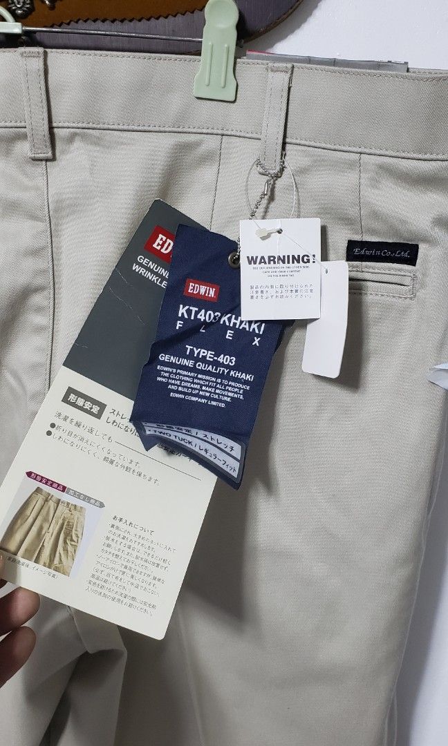 Edwin (Category: Trousers) located in Manila. Submitted by mistej (Listing ID 1279032667, Image 3). Description: edwin khakis straightcut authentic dimes 38 weist length 38 leg opening 9 inch cotton material.