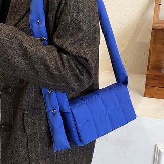 Elegant Y2K Royal Blue Nylon Cotton Padded Crossbody Bag / Messenger Bag / Beach Bag