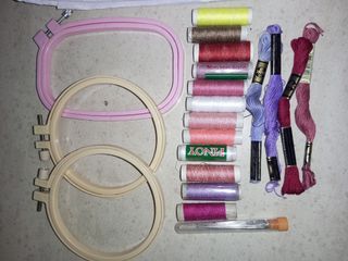 Embroidery Hoop, Threads, Embroidery Needle  Stabilizer