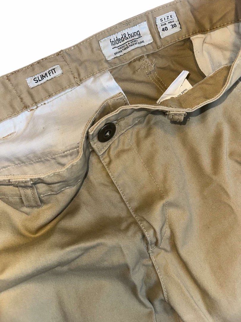 Folded & Hung Slim Fit Khaki Pants, Men's Fashion, Bottoms, Chinos on ...