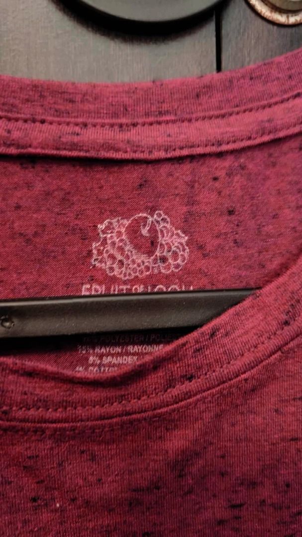 Fruit of the Loom dark red drifit shirt, Men's Fashion, Tops & Sets