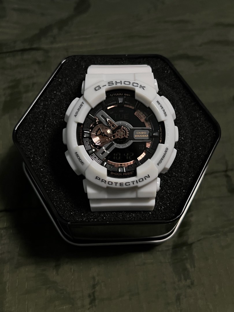 G shock white outlet and gold first copy
