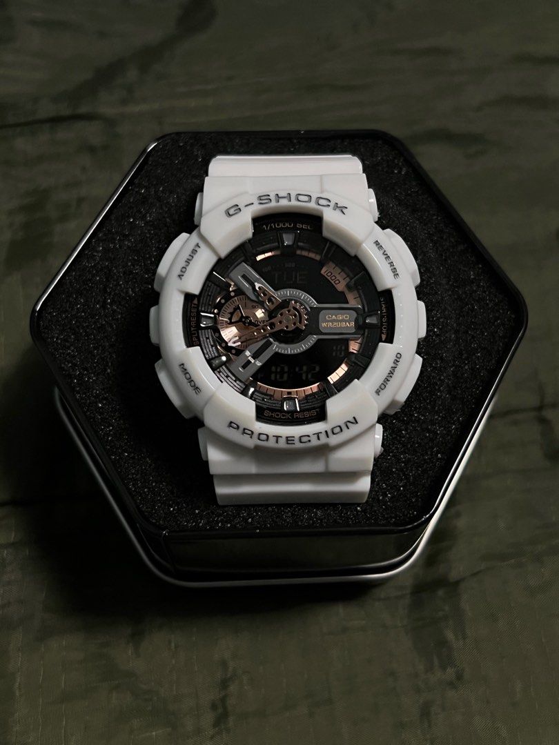 G Shock GA 110 Rose Gold White Men Lady Watch