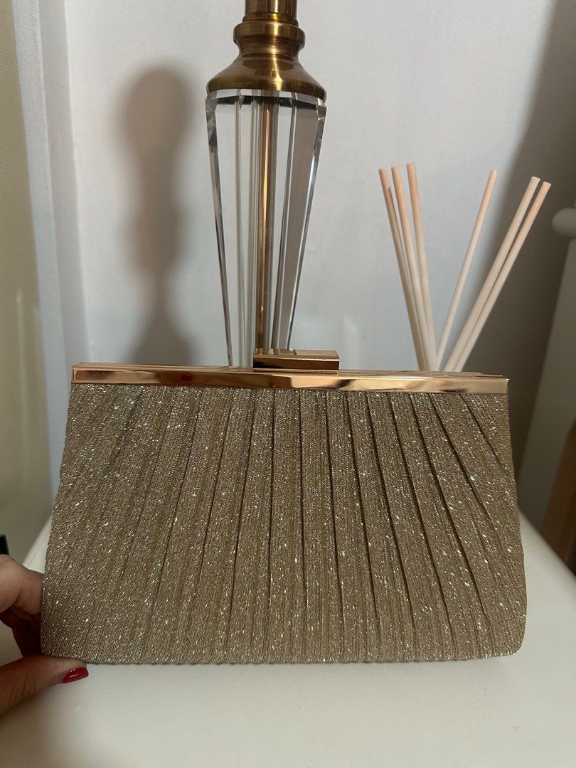 Glittery champagne clutch Women s Fashion Bags Wallets