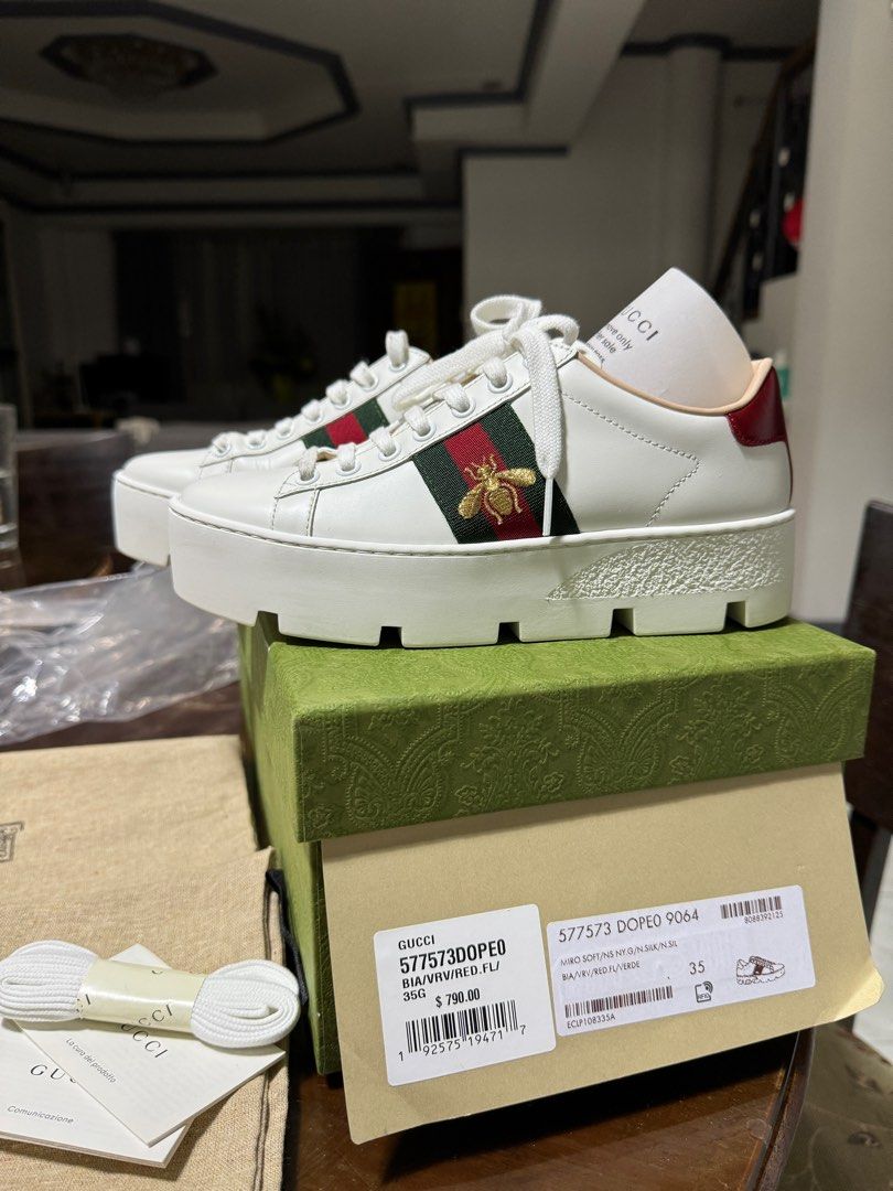 Gucci ace embroidered platform sneaker hotsell
